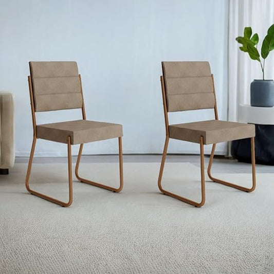 Set of 2 Carraro 1736 Dining Chairs – Caramel & Rose Gold