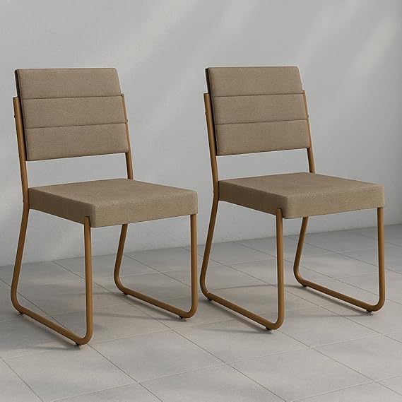 Set of 2 Carraro 1736 Dining Chairs – Caramel & Rose Gold