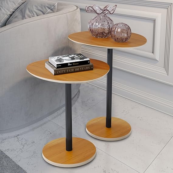 Set of 2 Organic Side Tables – Single-Leg Design