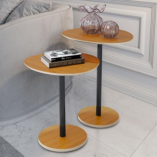 Set of 2 Organic Side Tables – Single-Leg Design
